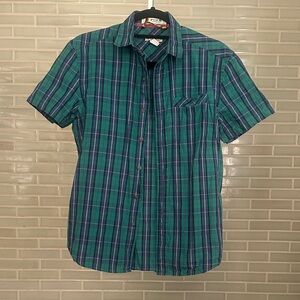 Fink Blue and Green Plaid Short Sleeved Button Down Shirt
